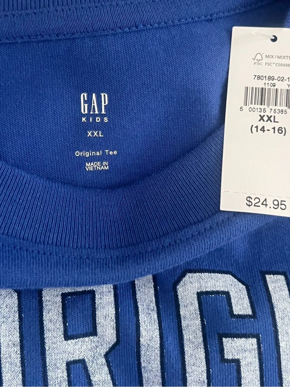 GAP Blue '25' Varsity Graphic Tee for Size 14-16